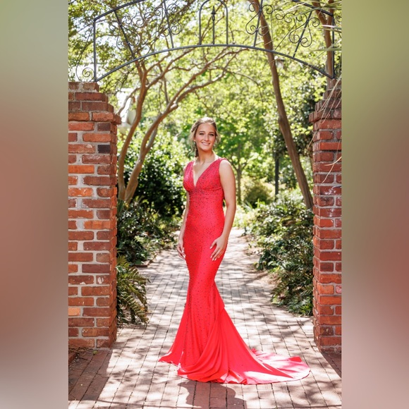 Johnathan Kayne Vibrant Red Prom Dress